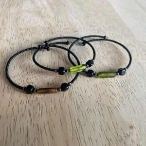 Seed Bead Rope Bracelet Set With Stones Of 3